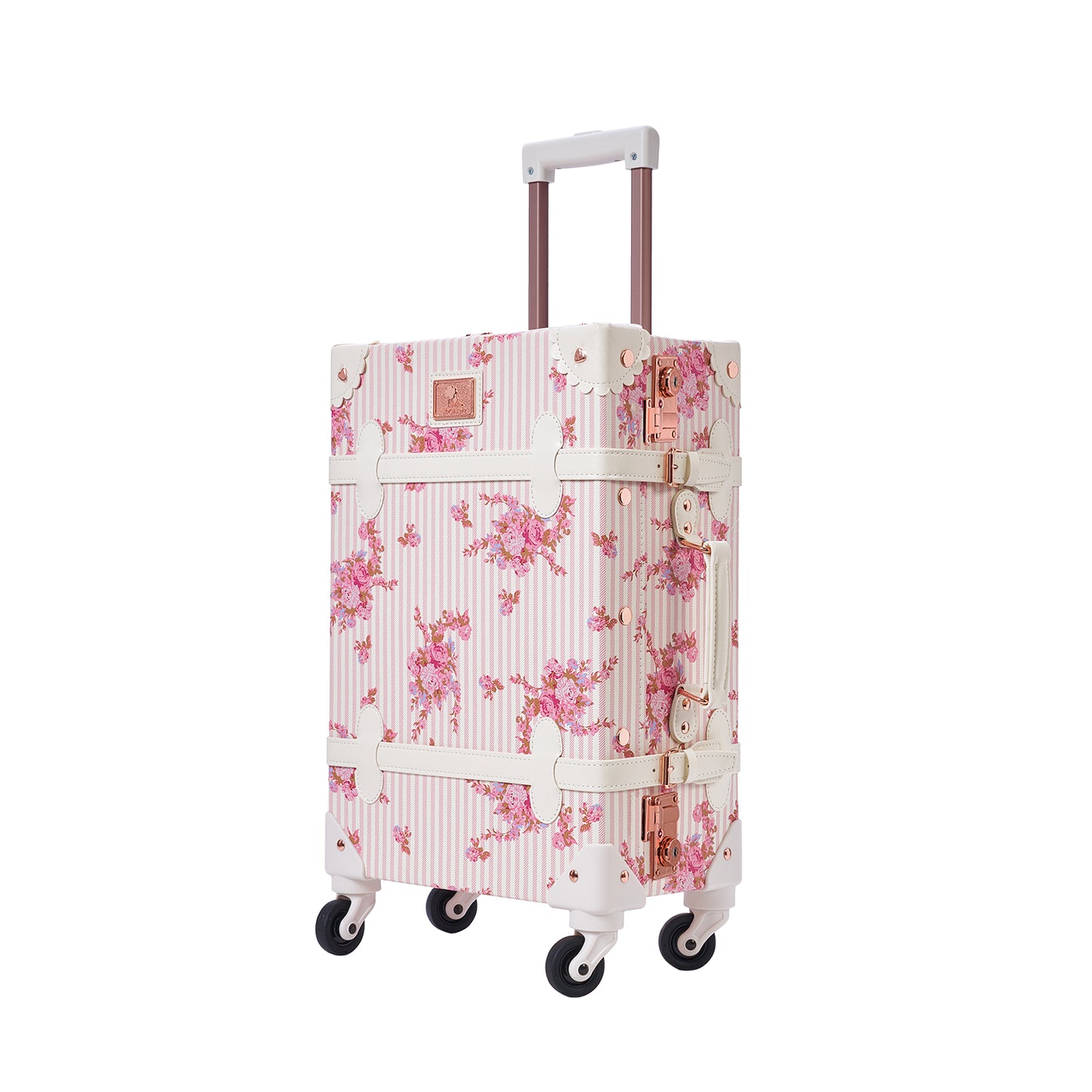 UNIWALKER Vintage Luggage Set, TSA Key Lock, Pink Floral