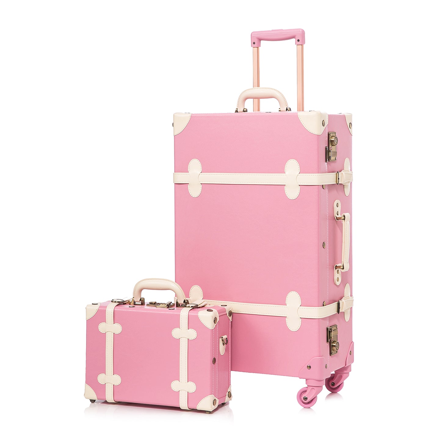 UNIWALKER Vintage Luggage Set, TSA Key Lock, Rose Pink