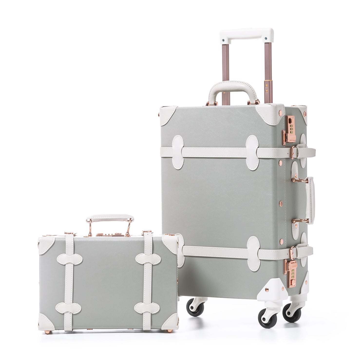 UNIWALKER Vintage Luggage Set, Combination Lock, Grey