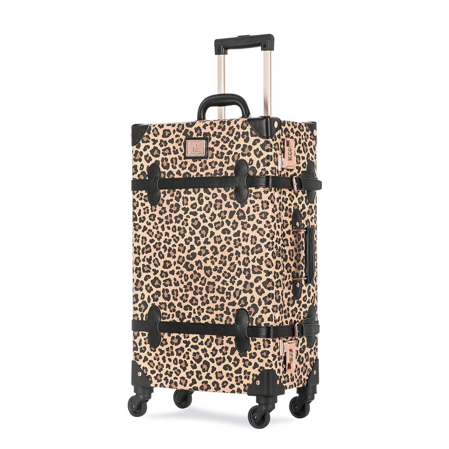 UNIWALKER Vintage Luggage Set, Combination Lock, Leopard