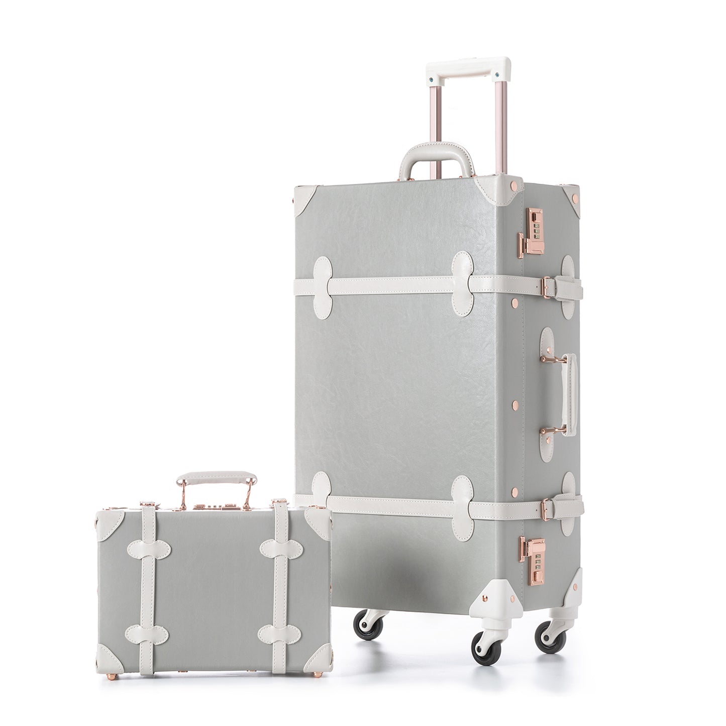 UNIWALKER Vintage Luggage Set, Combination Lock, Grey