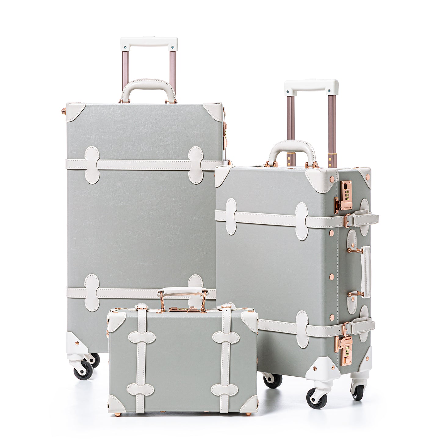 UNIWALKER Vintage Luggage Set, Combination Lock, Grey