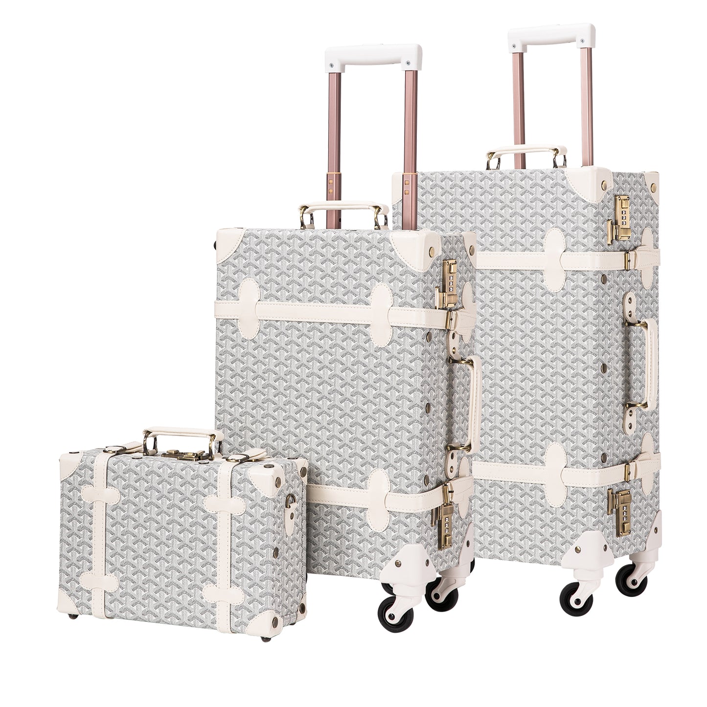 UNIWALKER Vintage Luggage Set, Geometry White