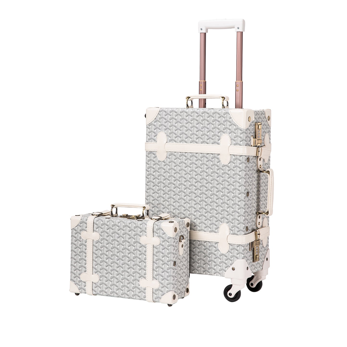 UNIWALKER Vintage Luggage Set, Geometry White