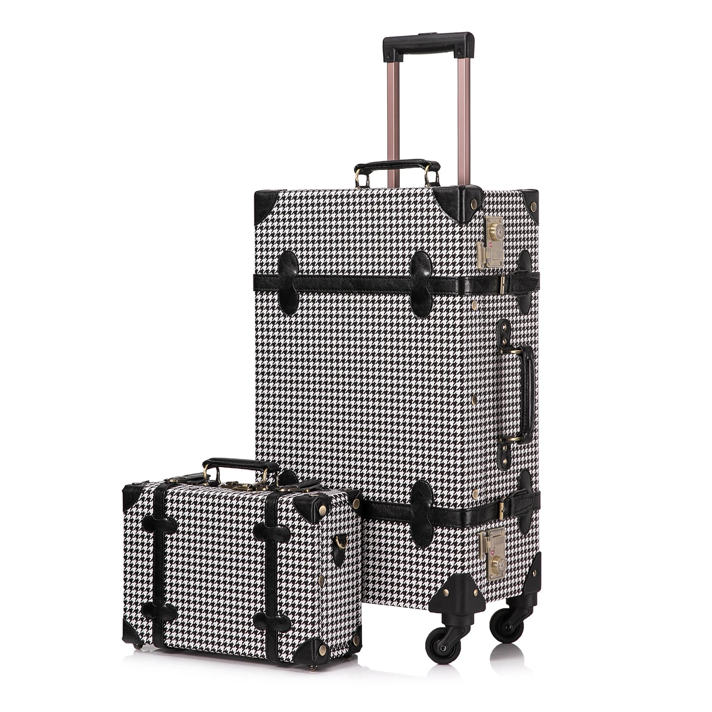 UNIWALKER 2PCS Vintage Suitcase Set for Women, Grid