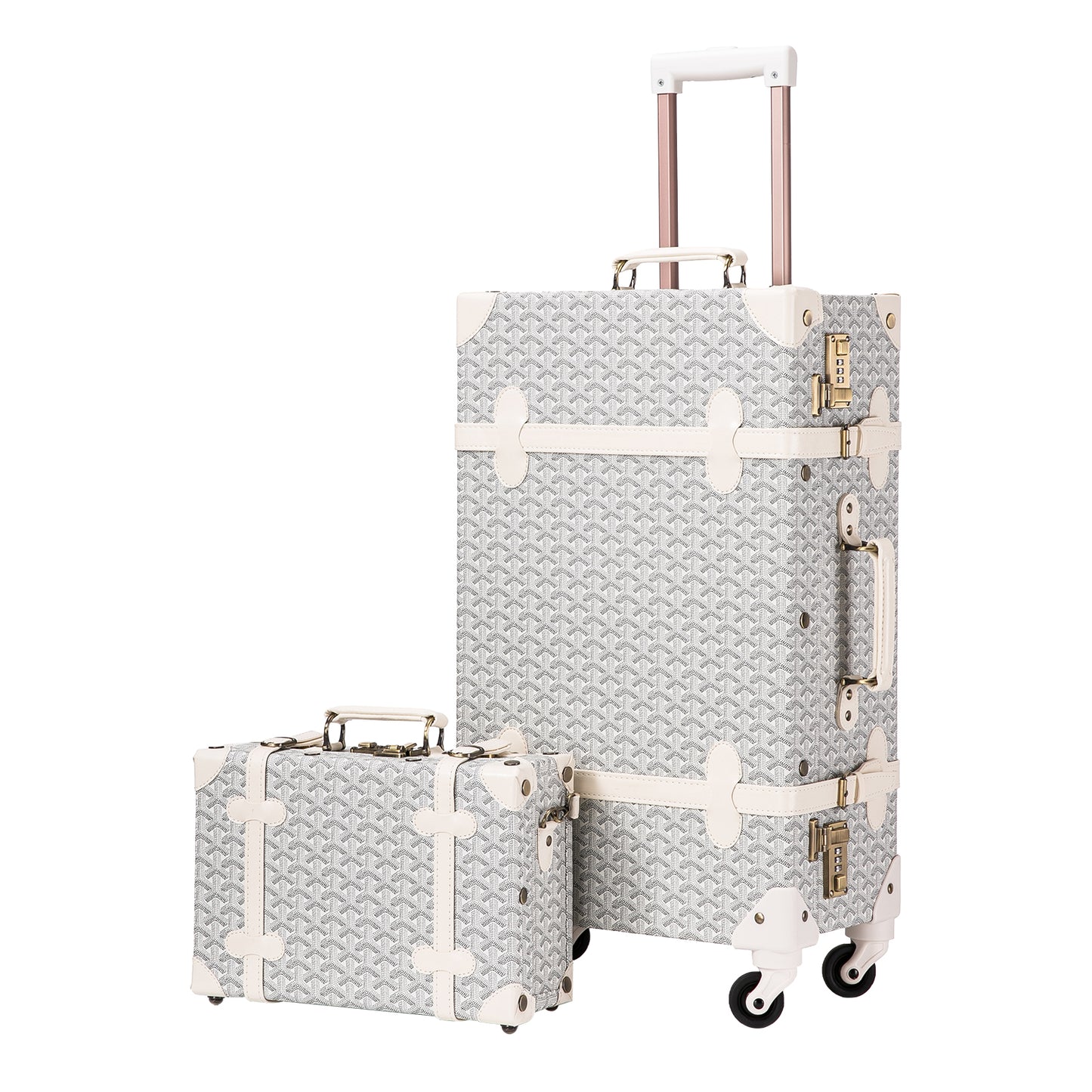 UNIWALKER Vintage Luggage Set, Geometry White