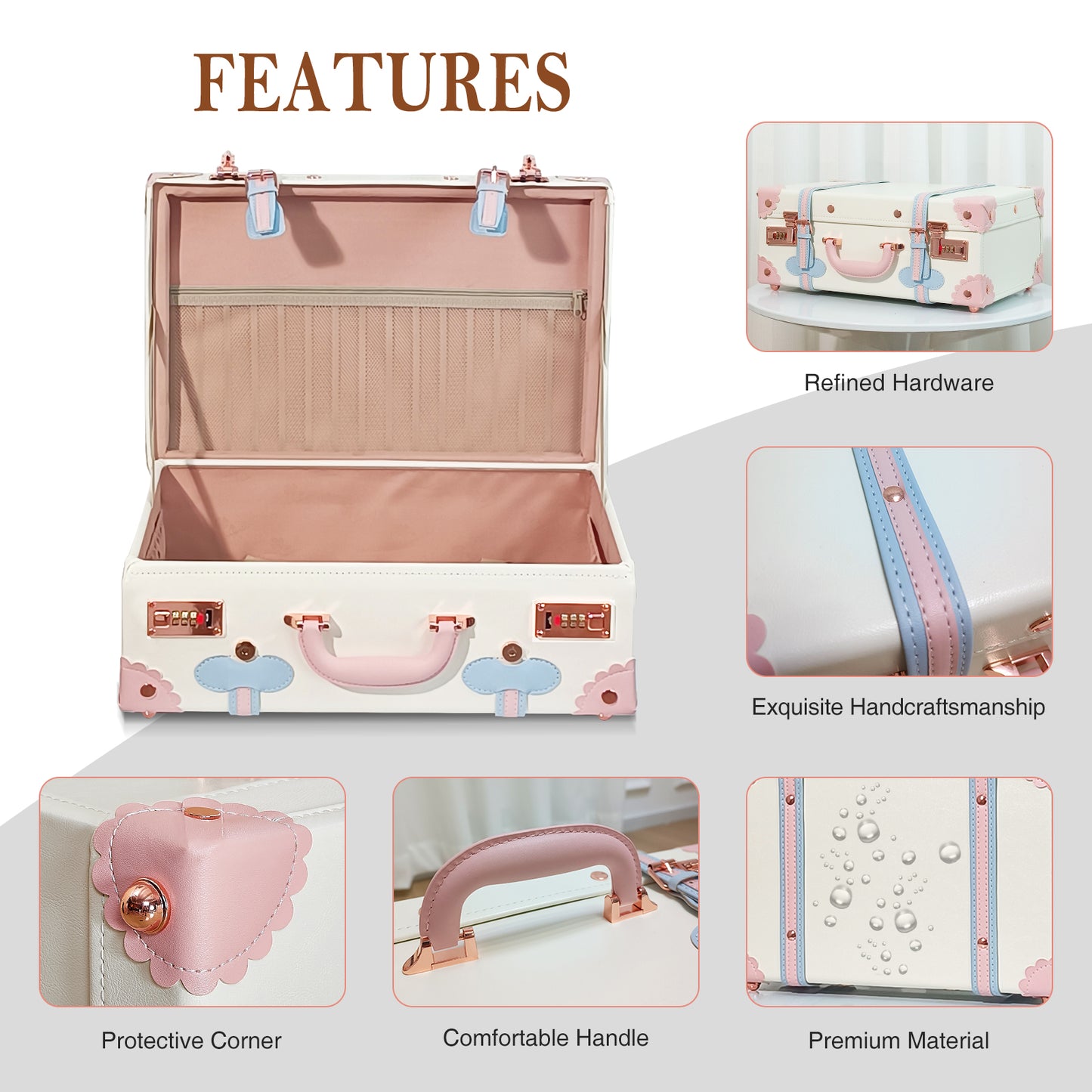 Baby Keepsake Case Handmade Memory Storage Box, Cream White, 18''