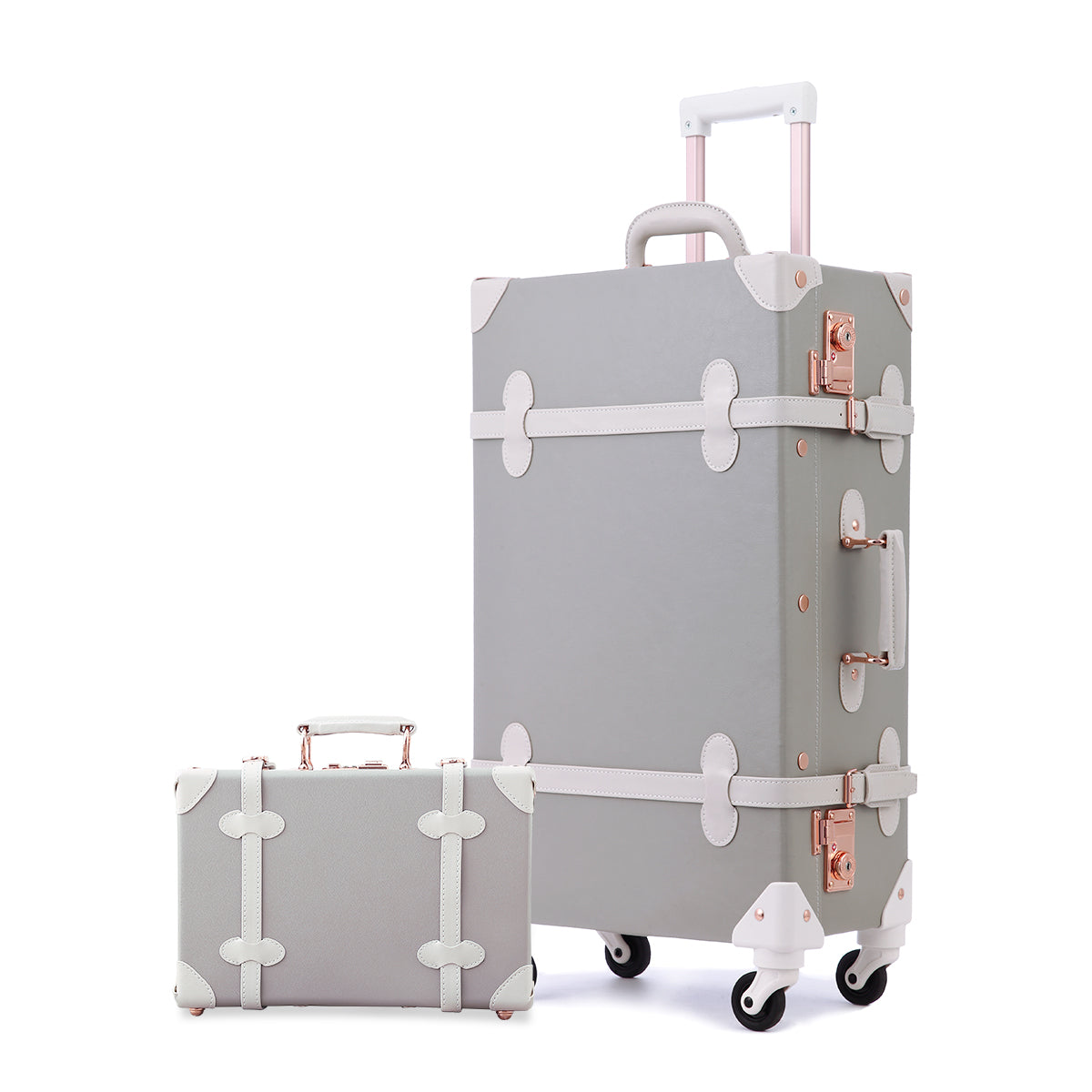 UNIWALKER Vintage Luggage Set, TSA Key Lock, Grey