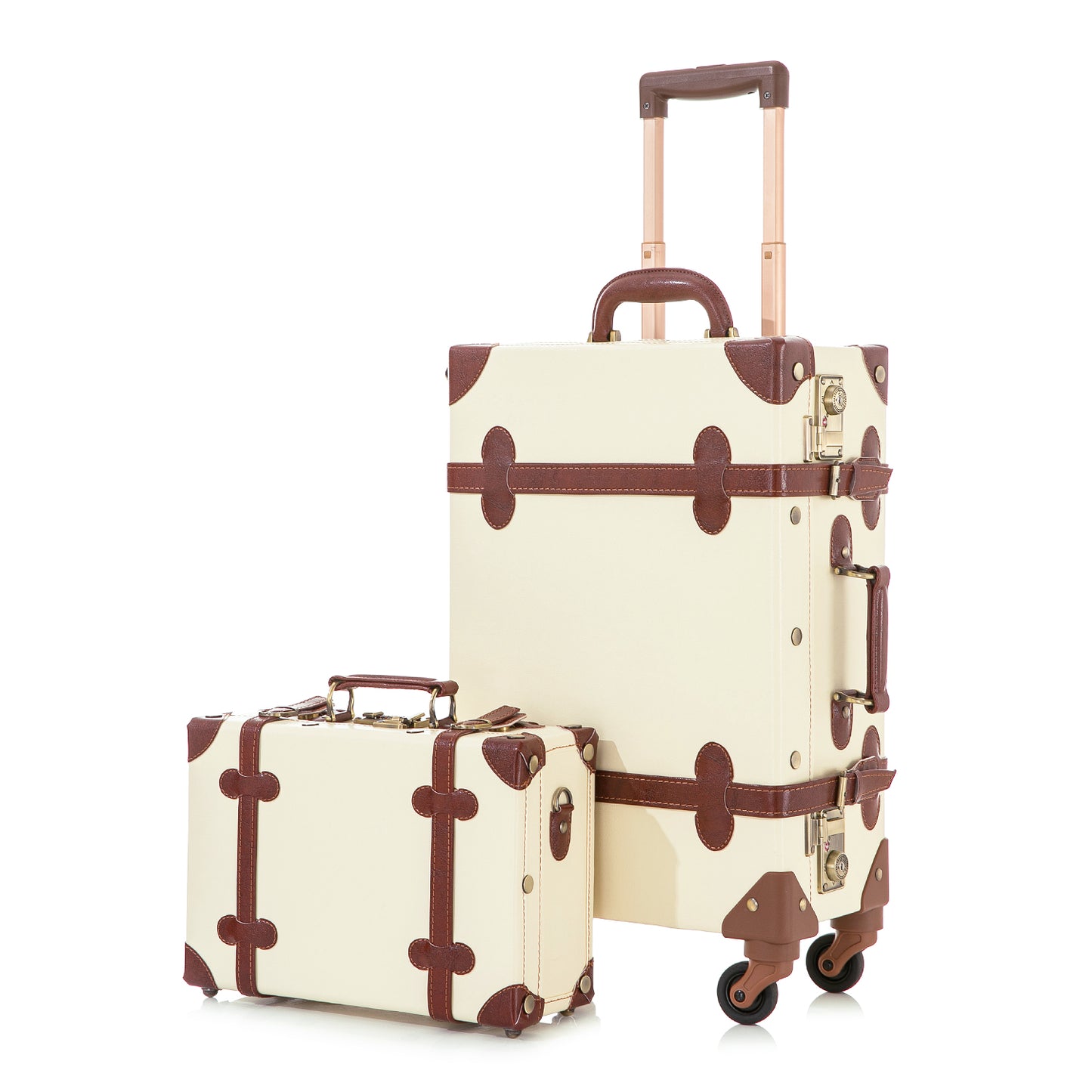UNIWALKER Vintage Luggage Set, TSA Key Lock, Beige