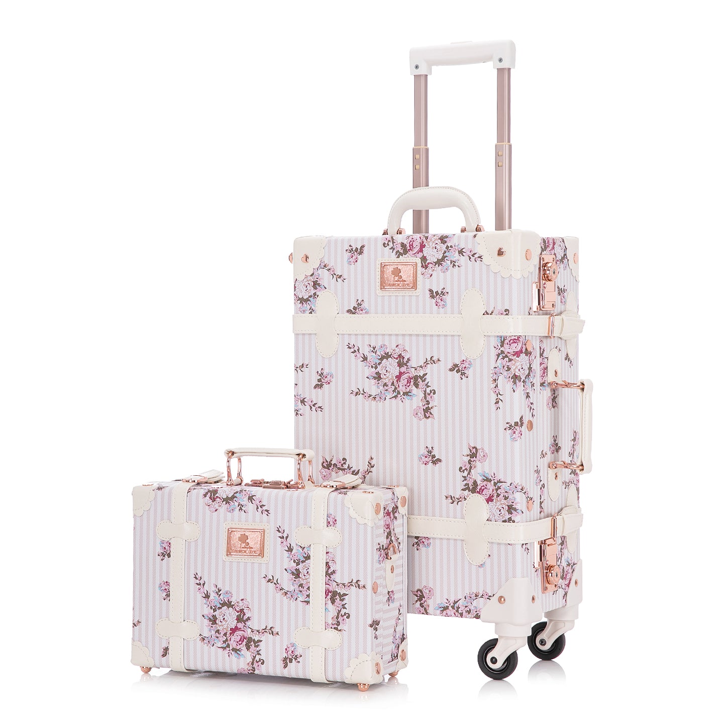 UNIWALKER Vintage Luggage Set, Beige Floral
