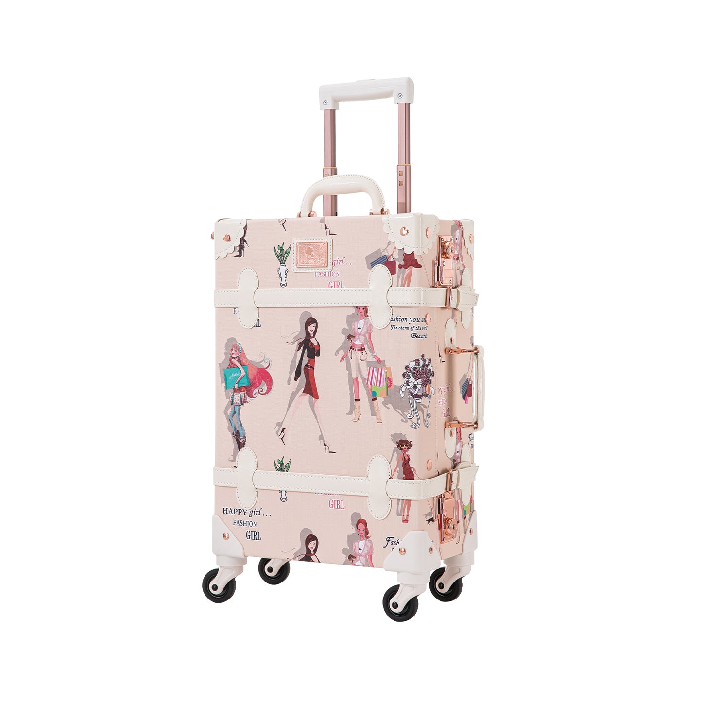 UNIWALKER Vintage Luggage Set, TSA Key Lock, Fashion Girl