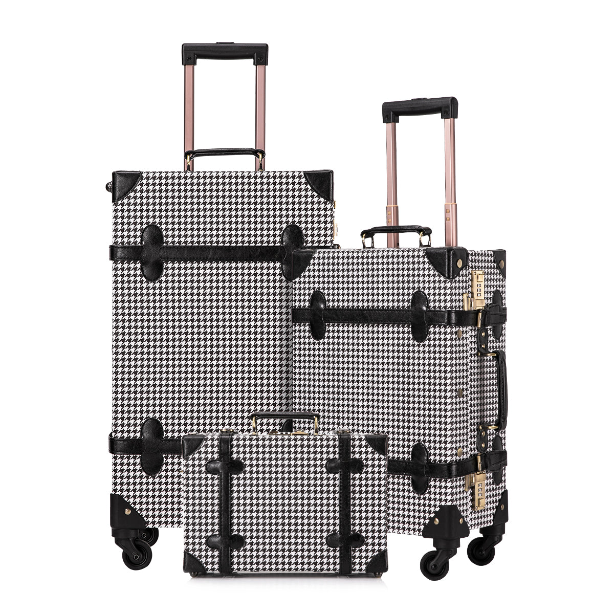 UNIWALKER 3PCS Vintage Suitcase Set for Women, Grid