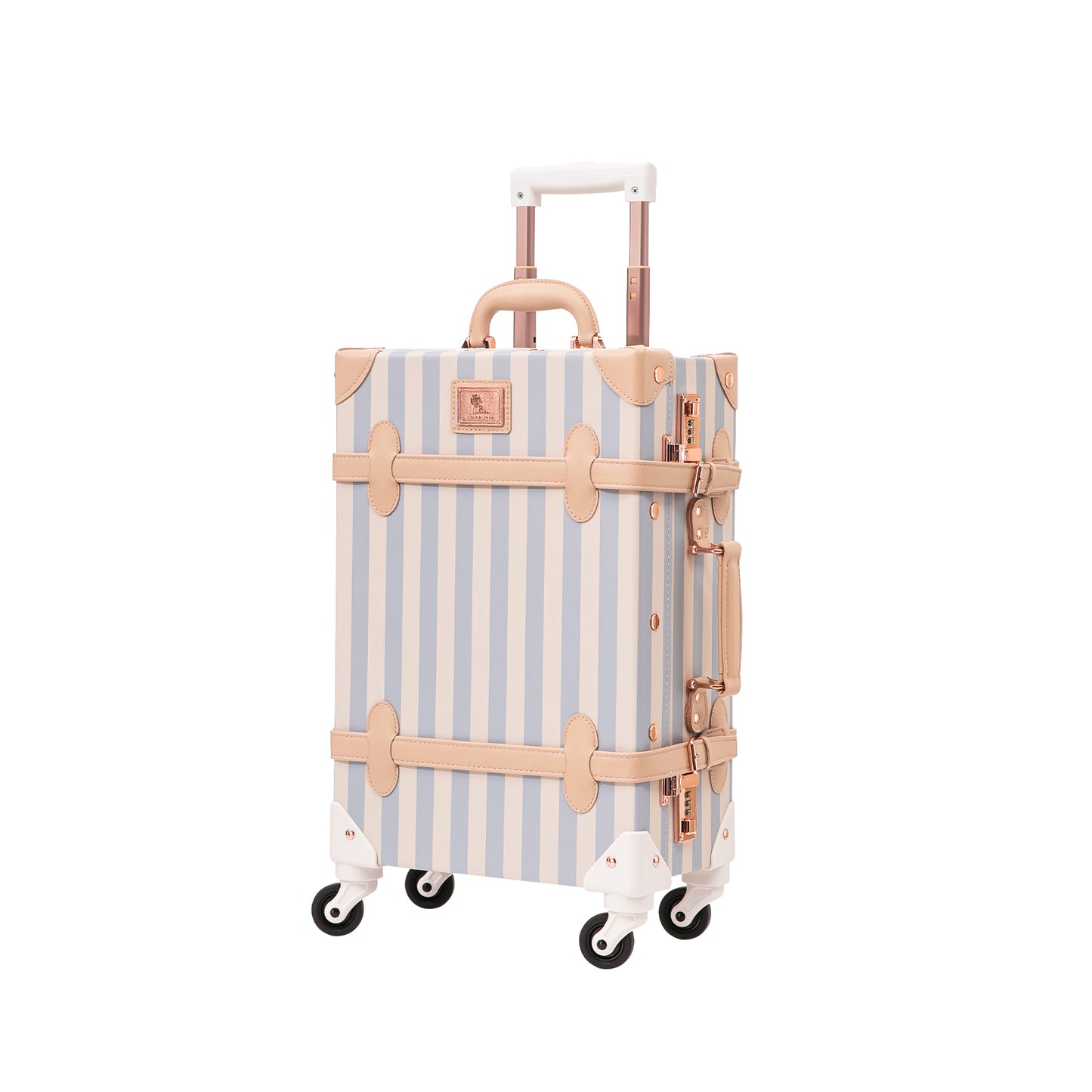 UNIWALKER Vintage Luggage Set, Combination Lock, Blue Strip