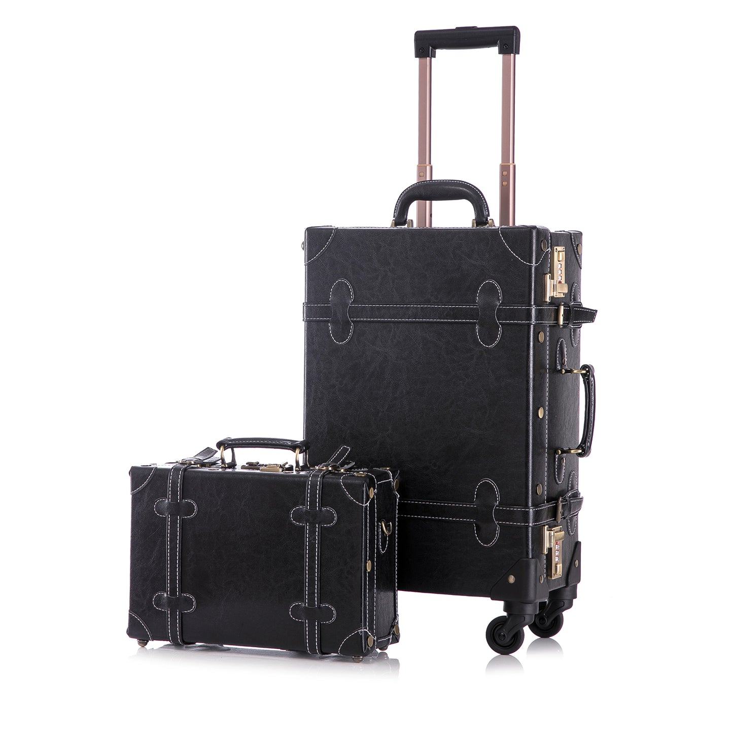 UNIWALKER Vintage Luggage Set, Combination Lock, Black