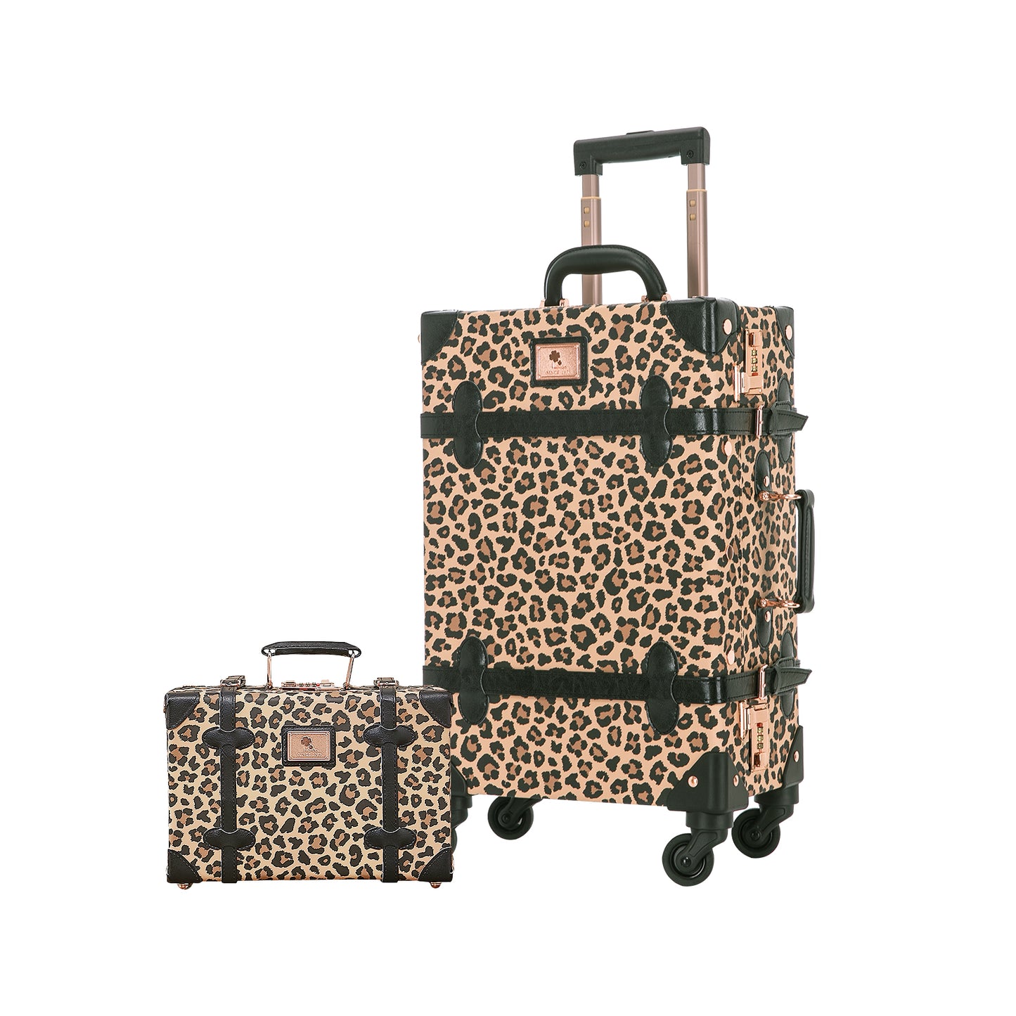 UNIWALKER Vintage Luggage Set, Combination Lock, Leopard