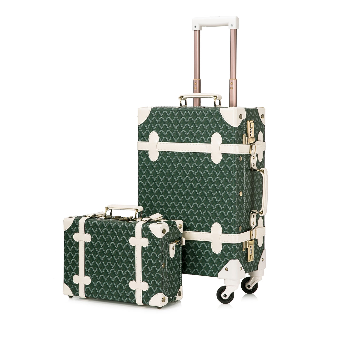UNIWALKER Vintage Luggage Set, Geometry Green