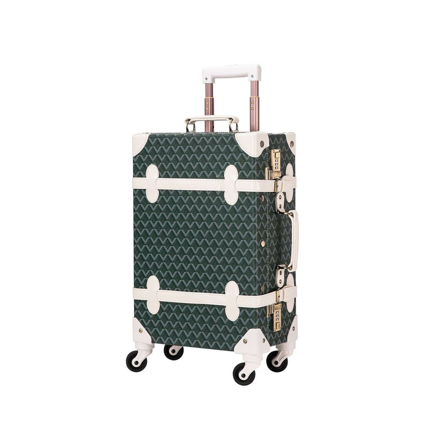 UNIWALKER Vintage Luggage Set, Geometry Green