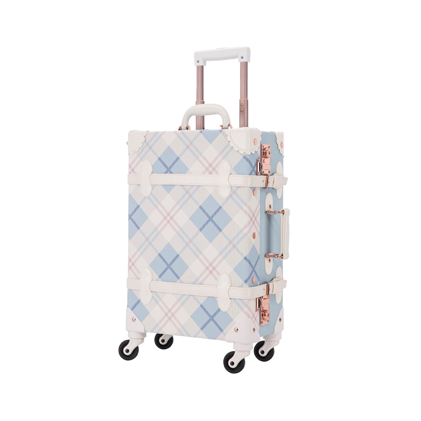 UNIWALKER Vintage Luggage Set, TSA Key Lock, Blue Plaid