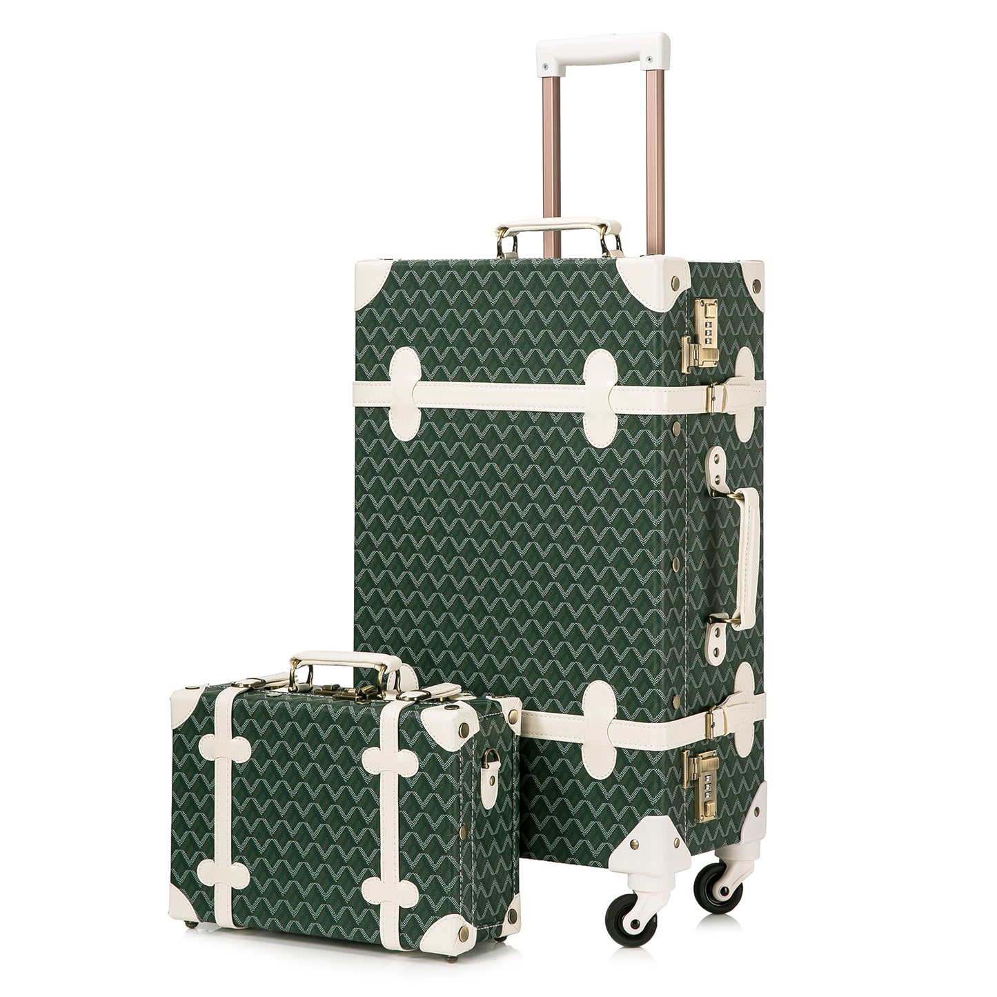 UNIWALKER Vintage Luggage Set, Geometry Green