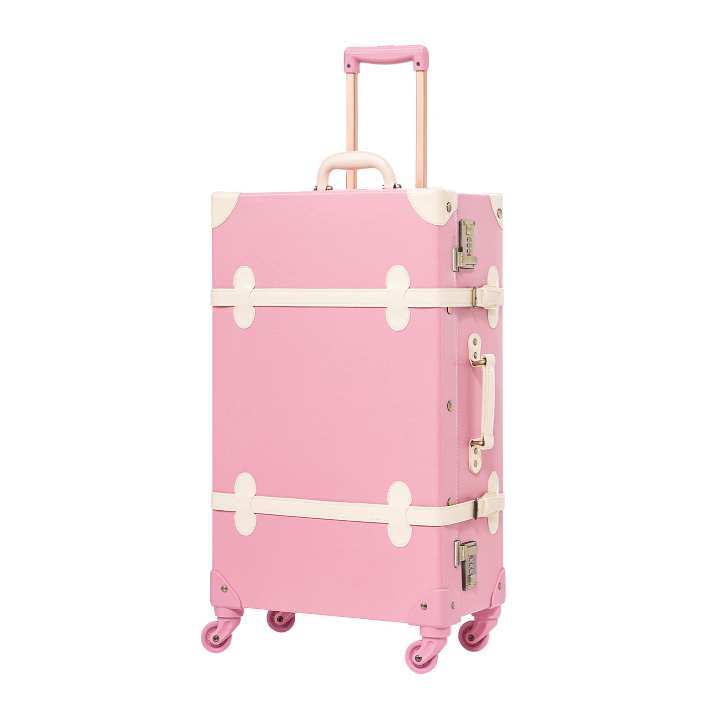 UNIWALKER Vintage Luggage Set, Combination Lock, Rose Pink