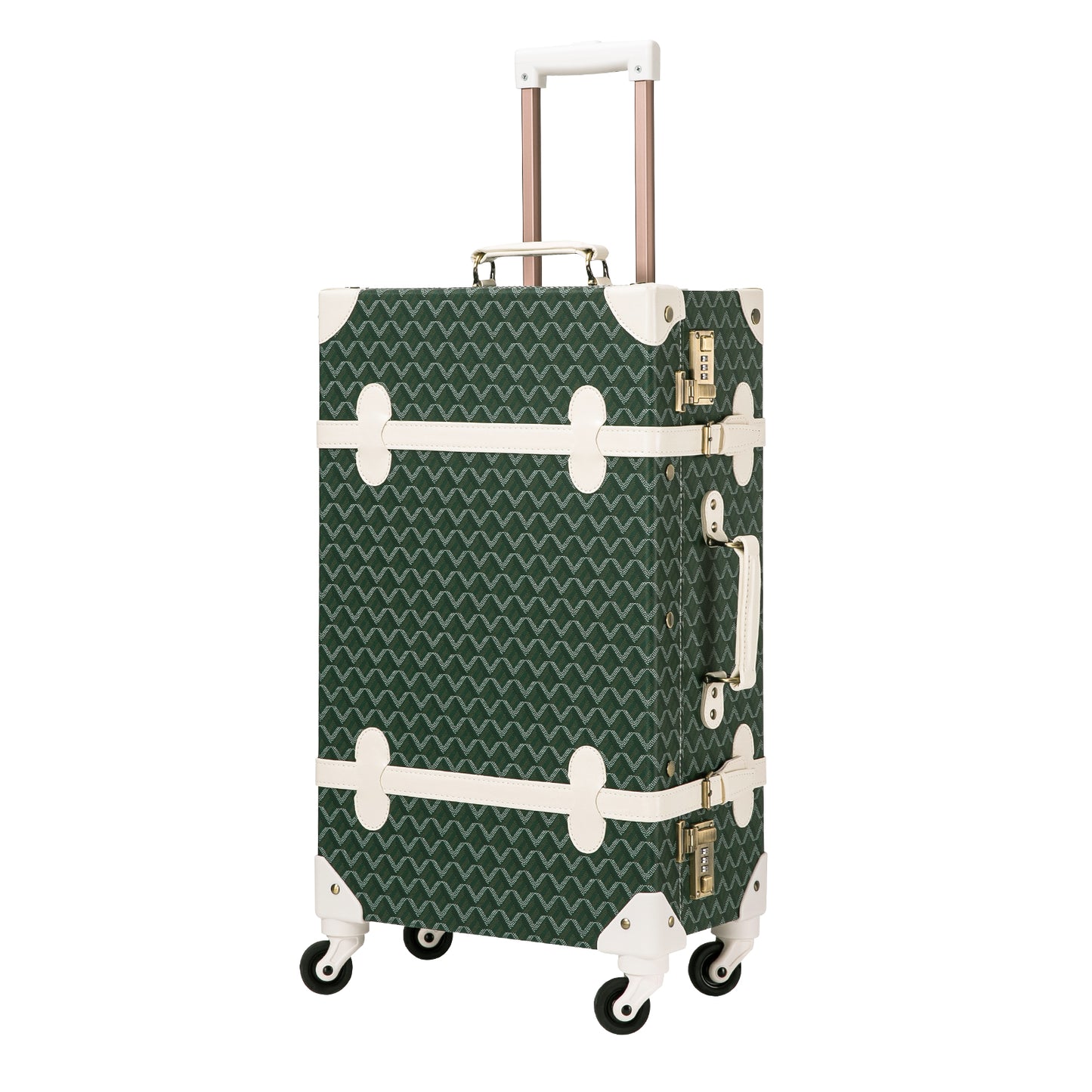 UNIWALKER Vintage Luggage Set, Geometry Green