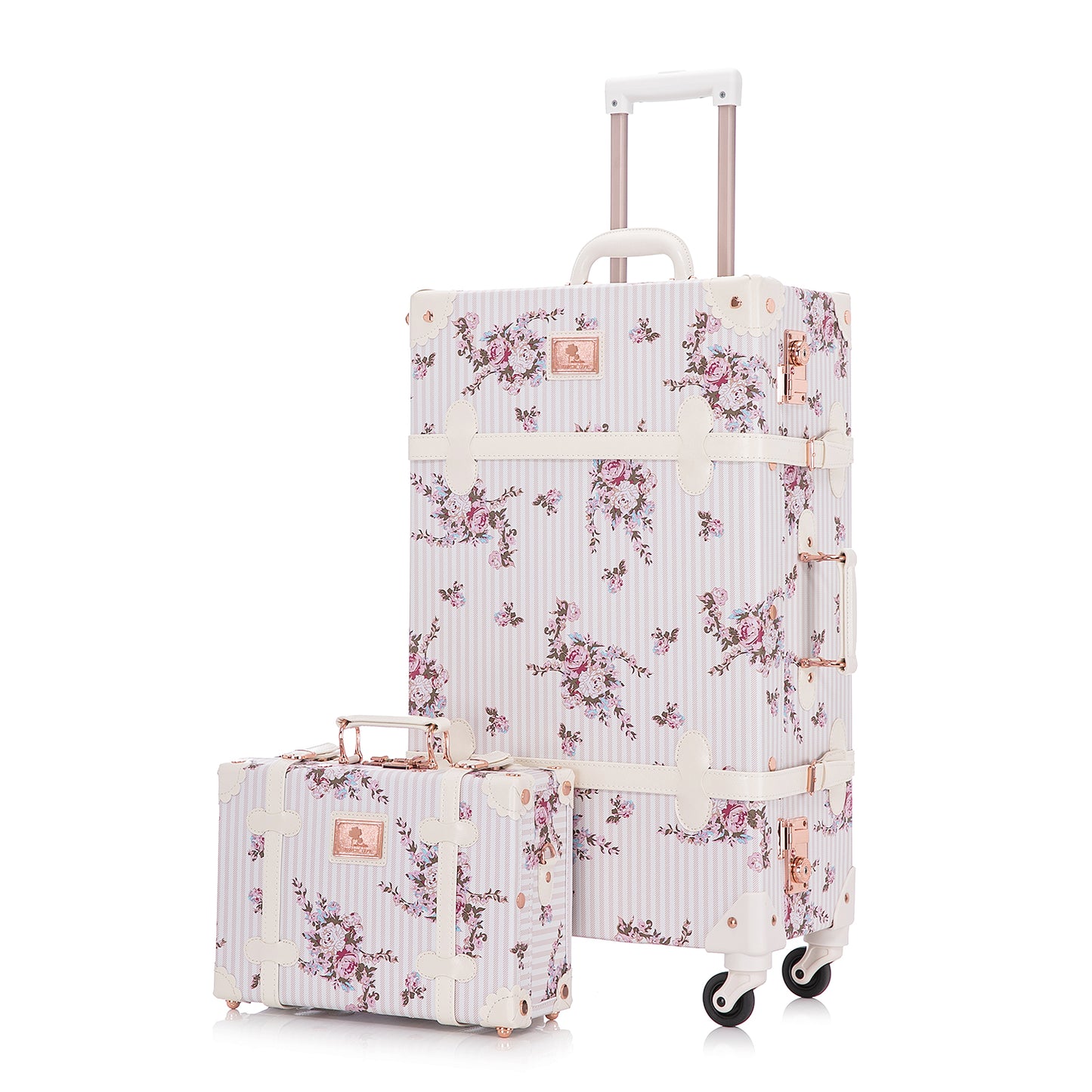 UNIWALKER Vintage Luggage Set, Beige Floral