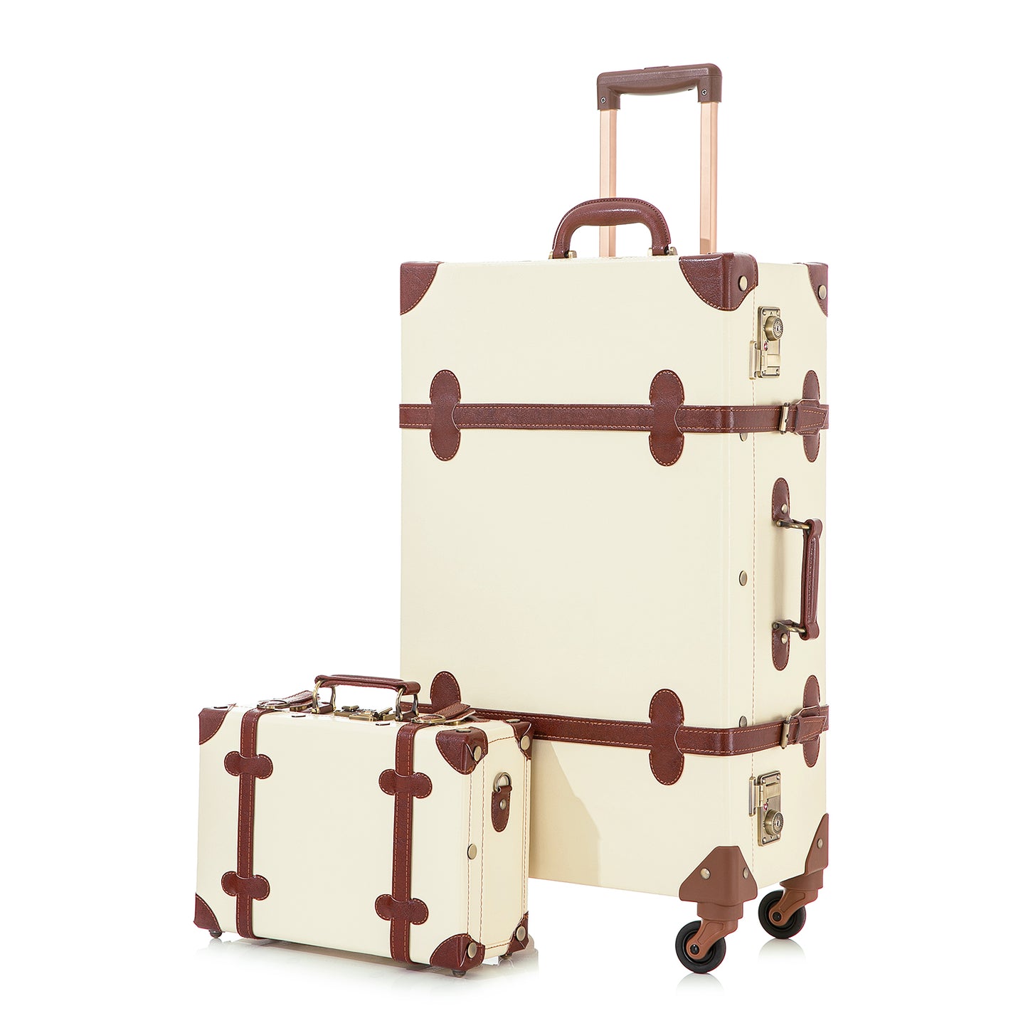 UNIWALKER Vintage Luggage Set, TSA Key Lock, Beige