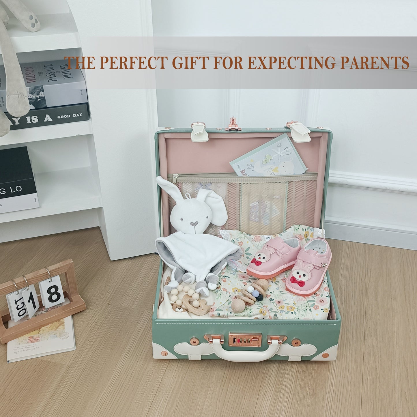 Baby Keepsake Case Handmade Memory Storage Box, Mint, 16''