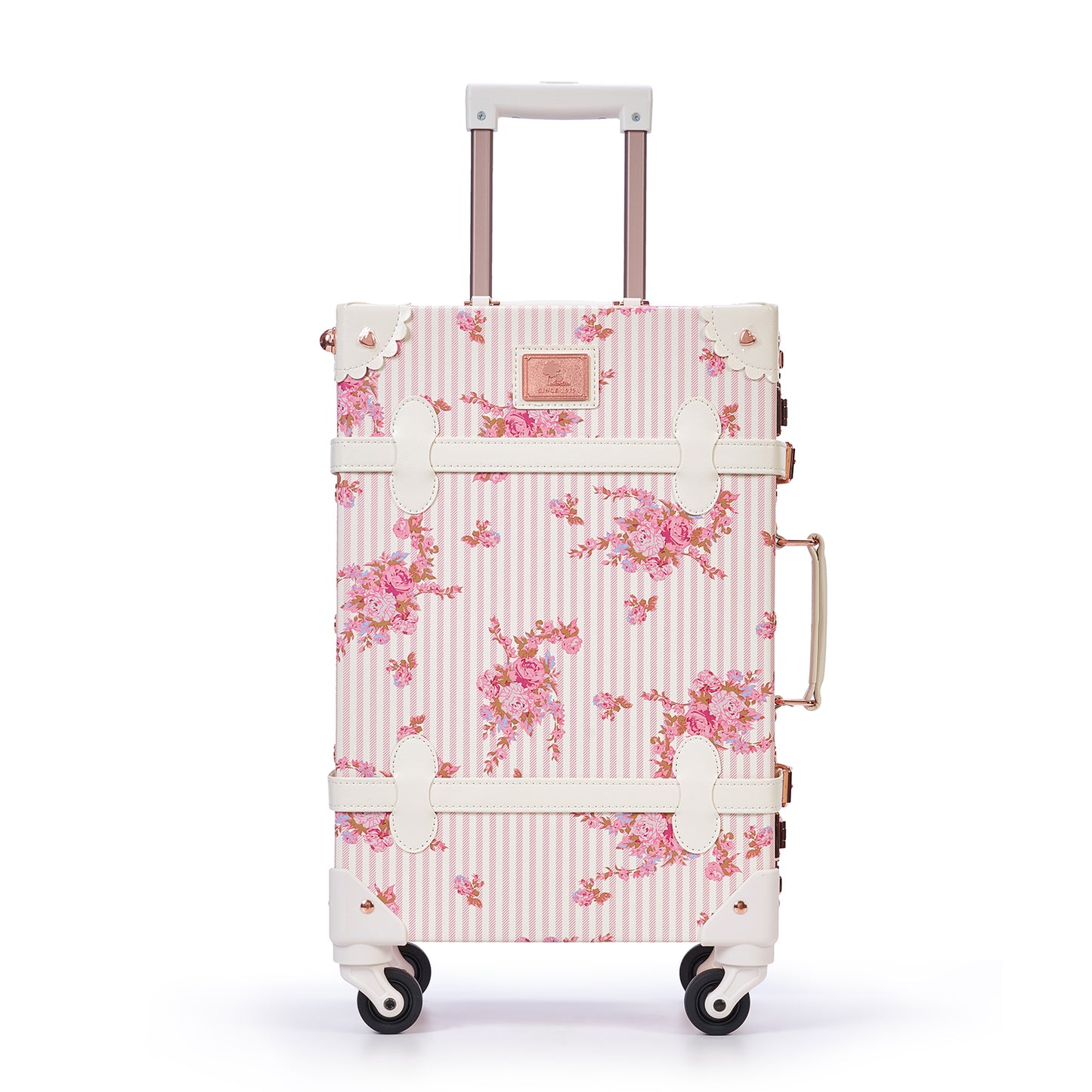 UNIWALKER Vintage Luggage Set, TSA Key Lock, Pink Floral