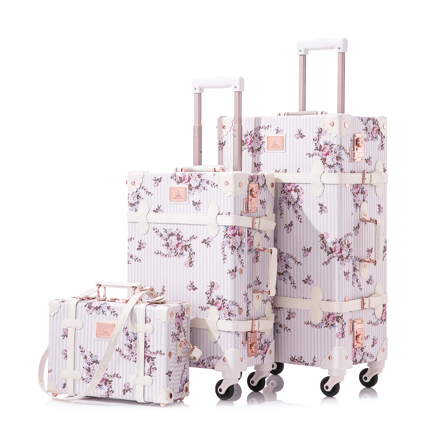 UNIWALKER Vintage Luggage Set, Beige Floral