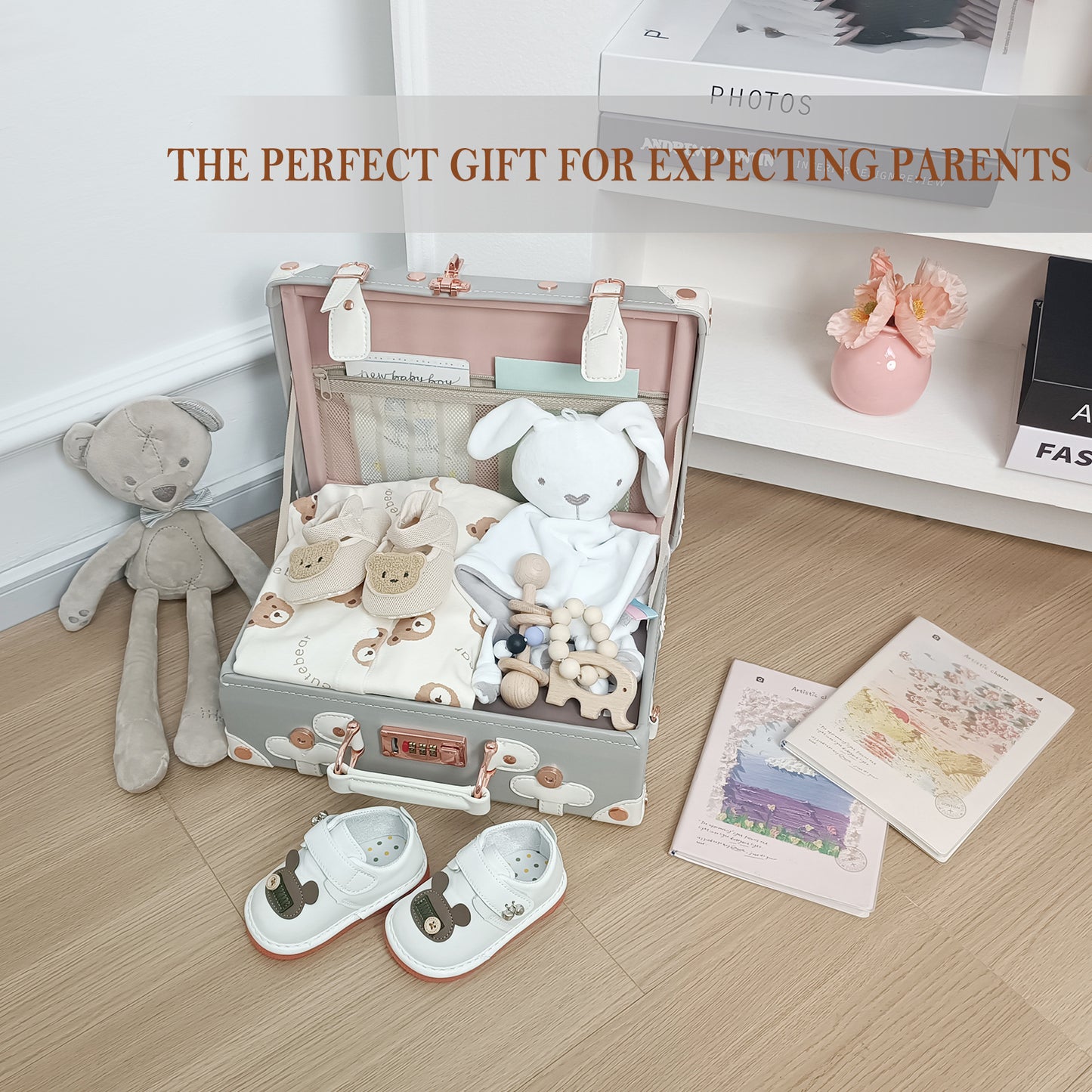 Baby Keepsake Case Handmade Memory Storage Box, Grey, 13''