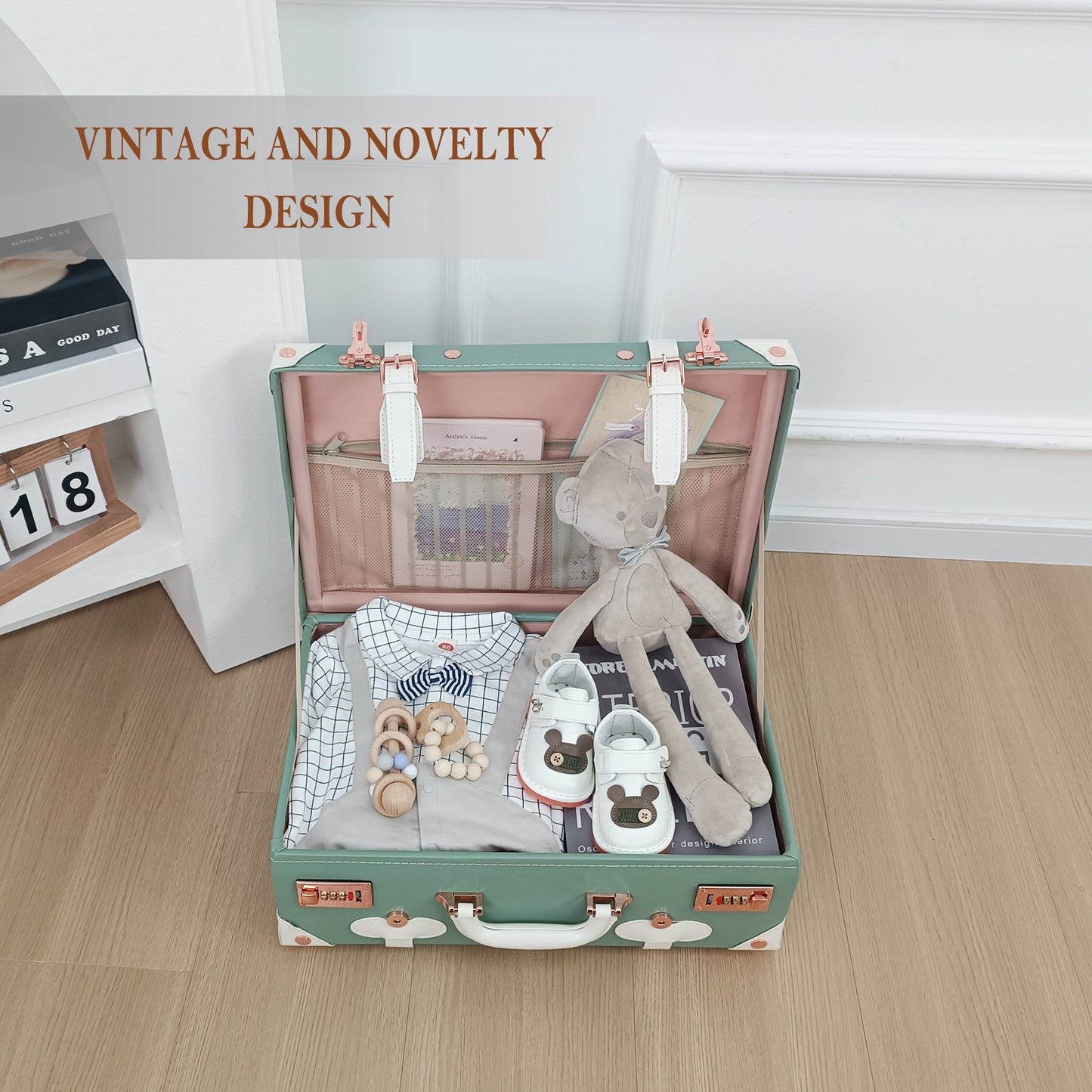 Baby Keepsake Case Handmade Memory Storage Box, Mint, 18''