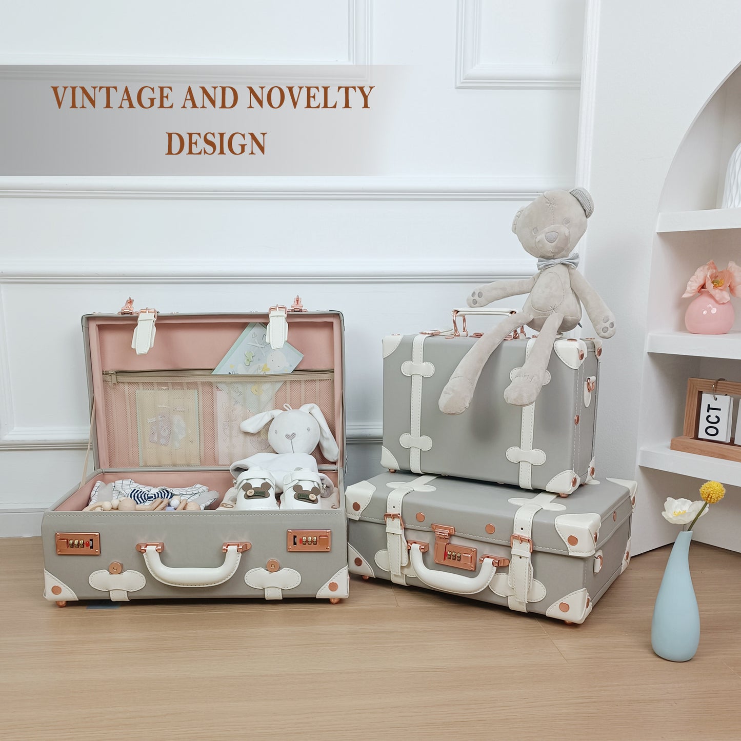 Baby Keepsake Case Handmade Memory Storage Box, Grey, 18''