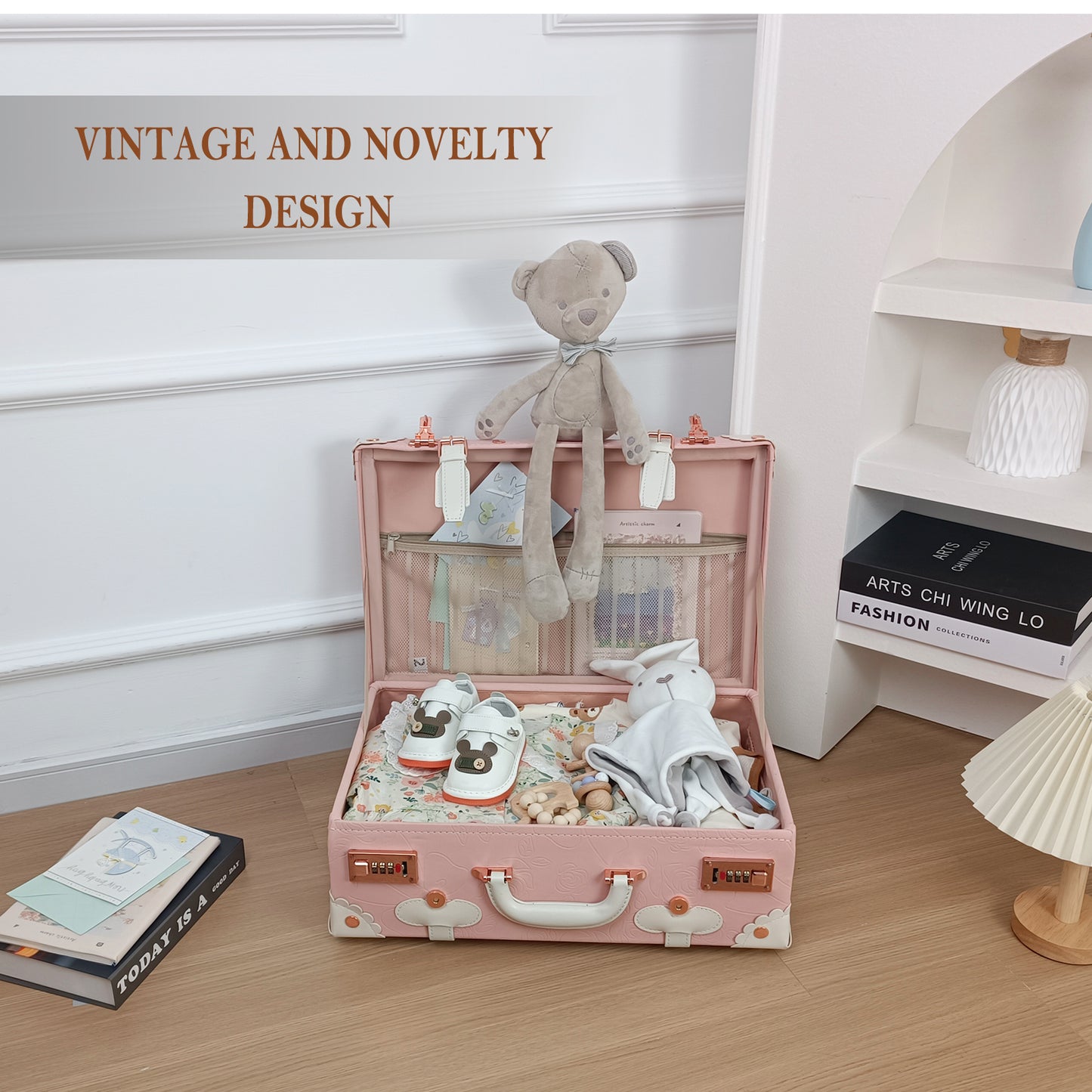 Baby Keepsake Case Handmade Memory Storage Box, Embossed Pink, 18''
