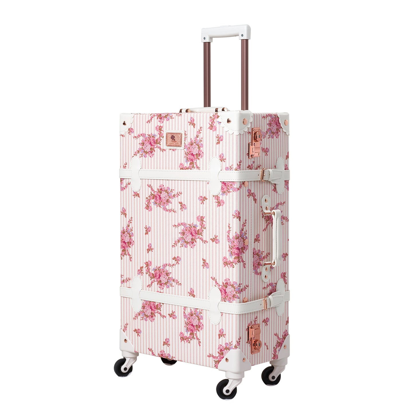 UNIWALKER Vintage Luggage Set, TSA Key Lock, Pink Floral