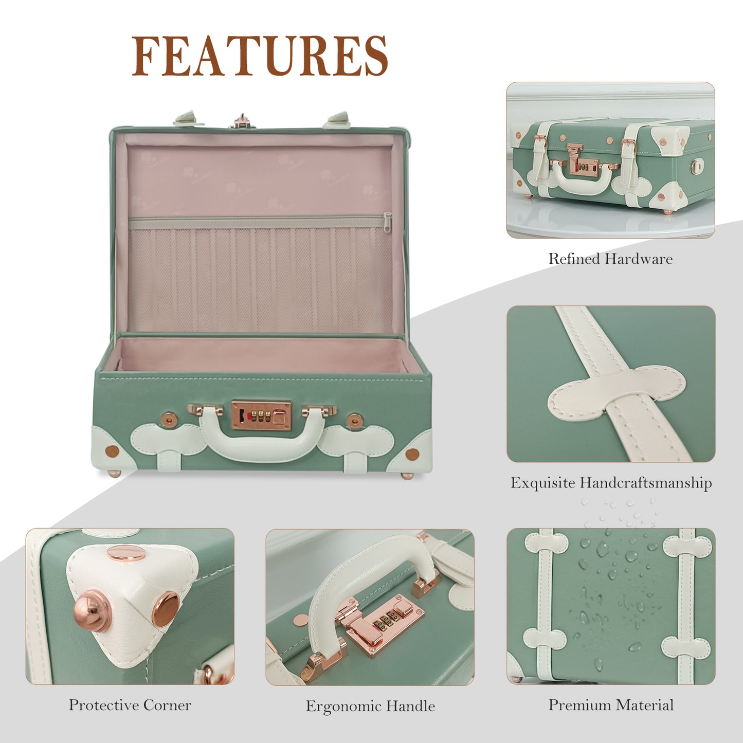 Baby Keepsake Case Handmade Memory Storage Box, Mint, 16''