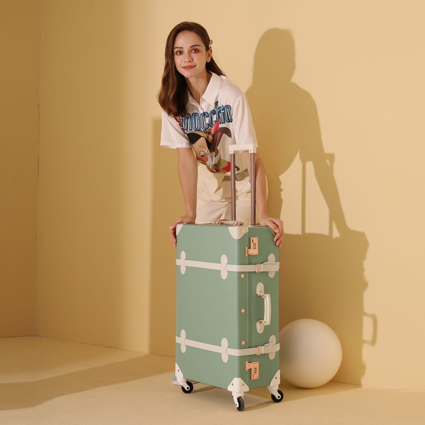 UNIWALKER Vintage Luggage Set, Combination Lock, Mint