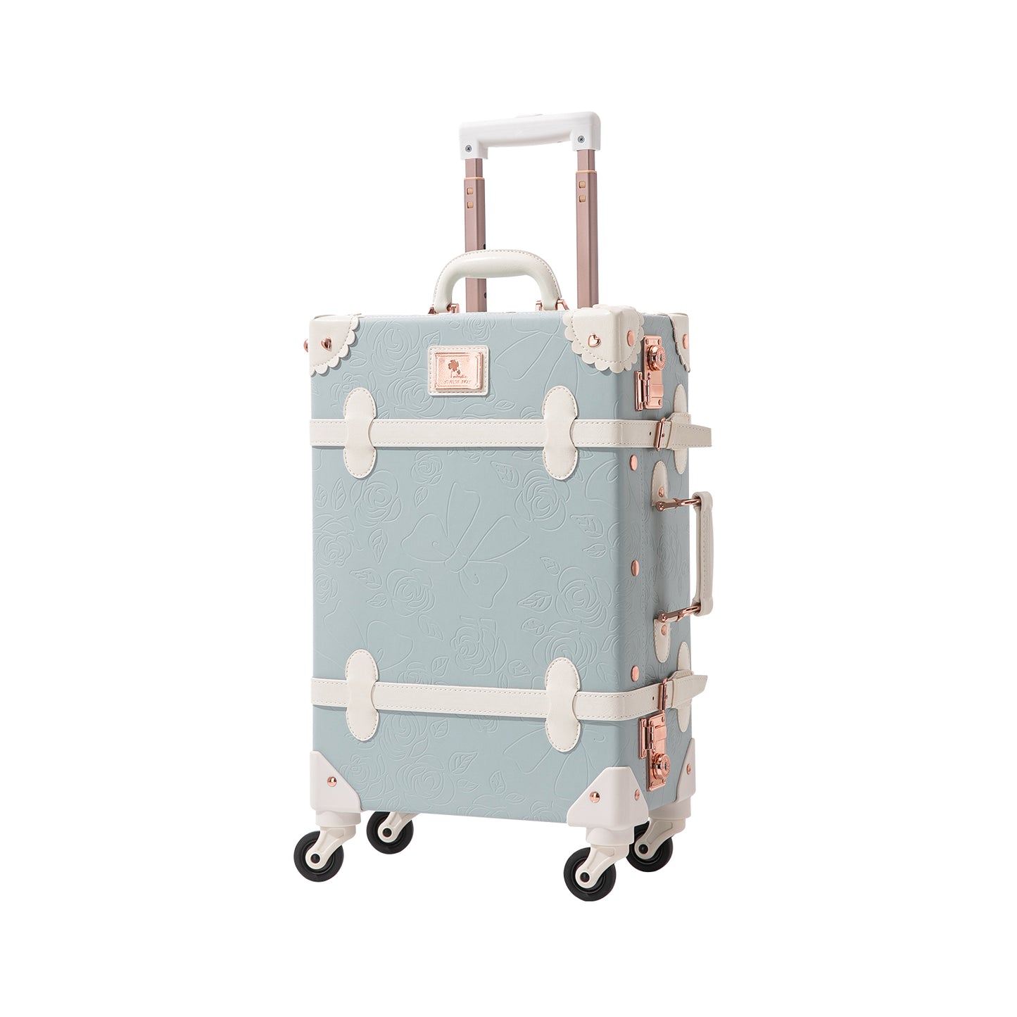 UNIWALKER Vintage Luggage Set, TSA Key Lock, Embossed Blue