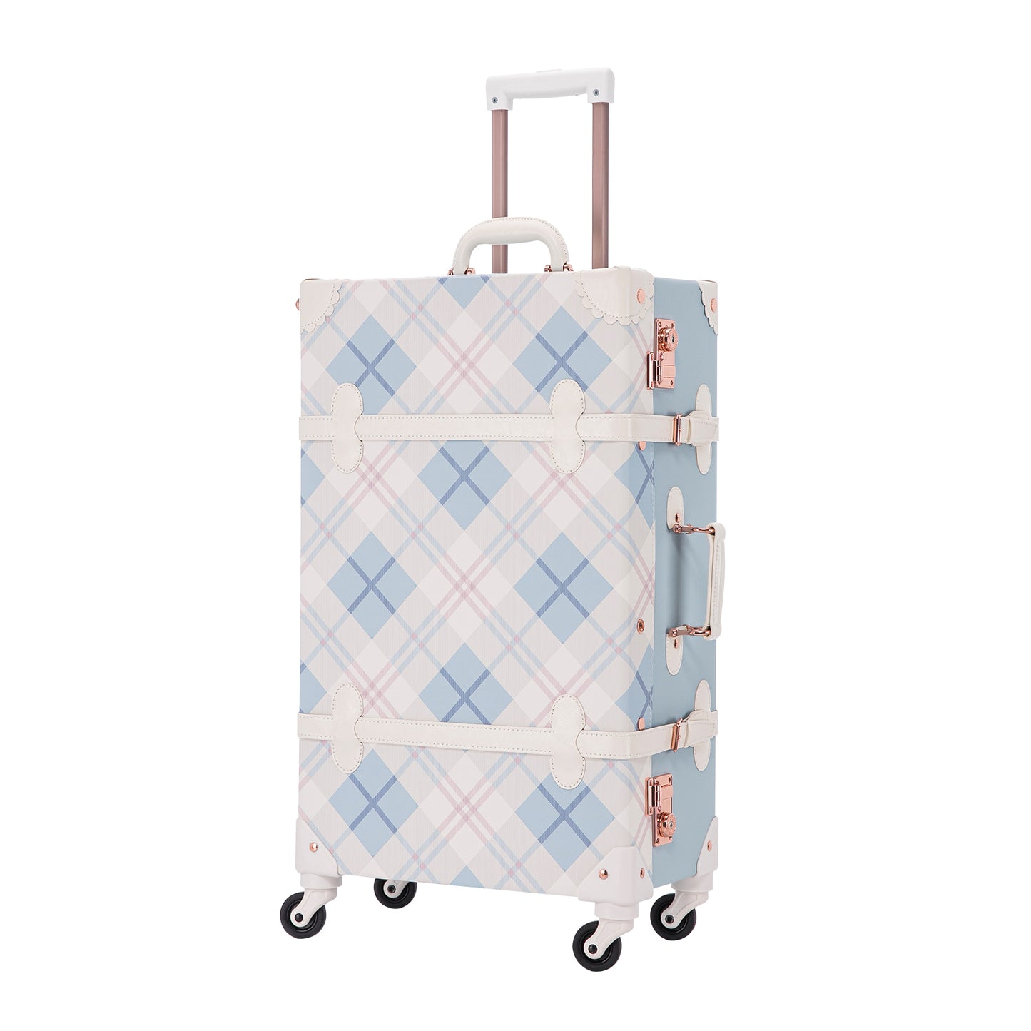 UNIWALKER Vintage Luggage Set, TSA Key Lock, Blue Plaid