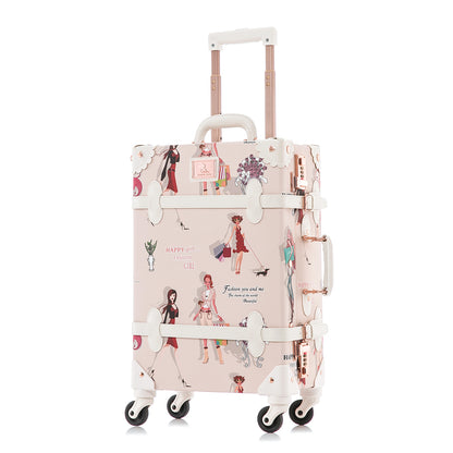 UNIWALKER Vintage Luggage Set, Combination Lock, Fashion Girl