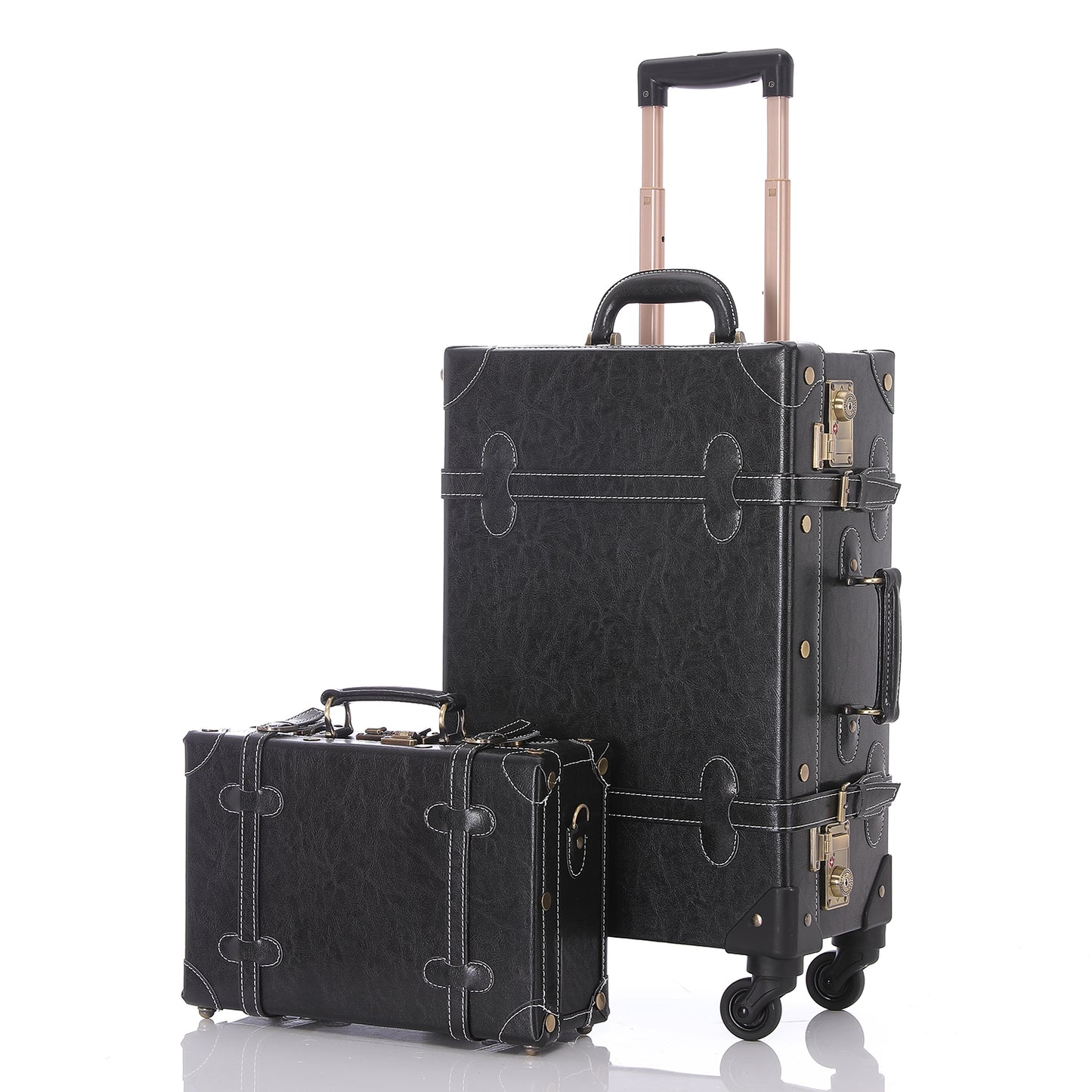UNIWALKER Vintage Luggage Set, TSA Key Lock, Black