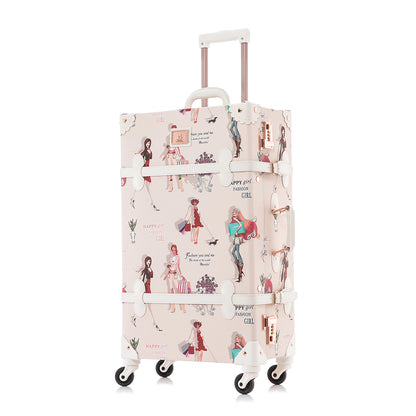 UNIWALKER Vintage Luggage Set, Combination Lock, Fashion Girl