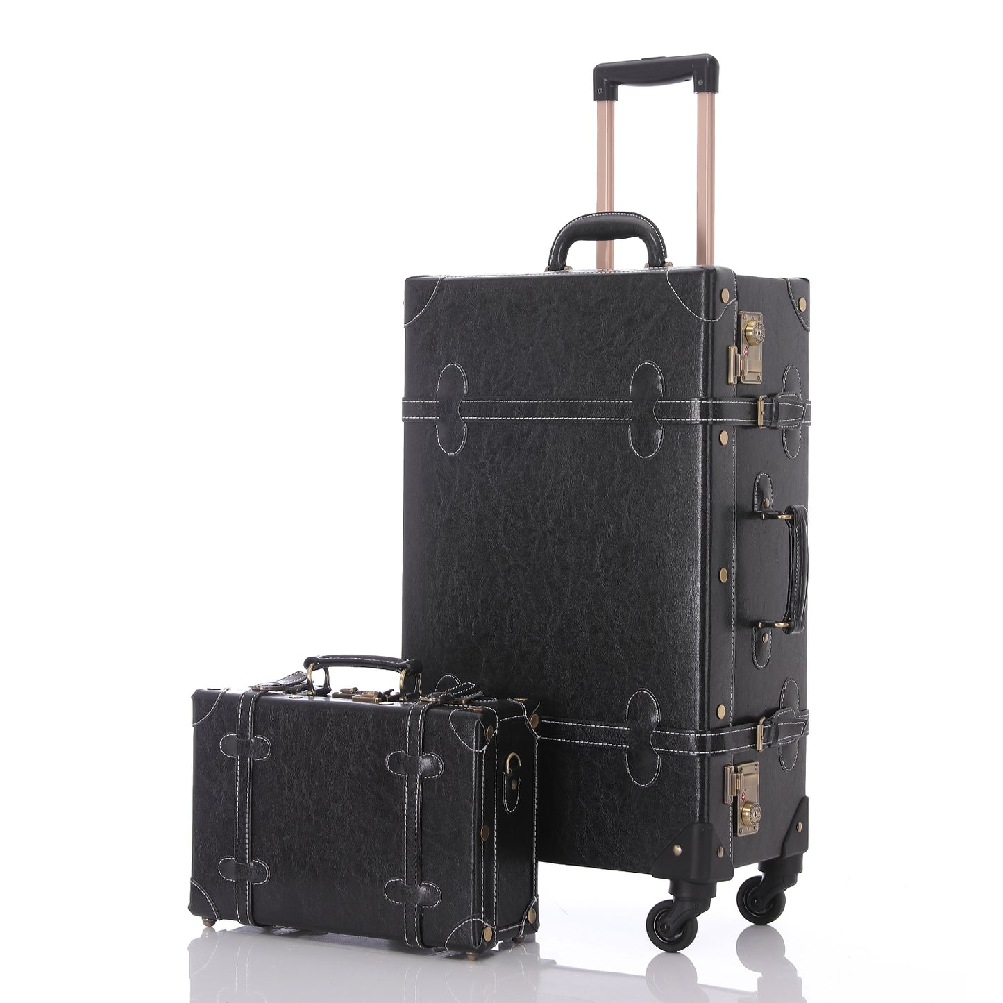 UNIWALKER Vintage Luggage Set, TSA Key Lock, Black