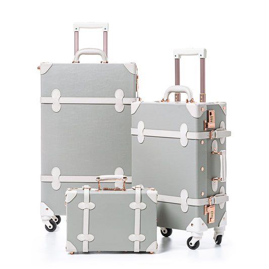 UNIWALKER Vintage Luggage Set, Combination Lock, Grey