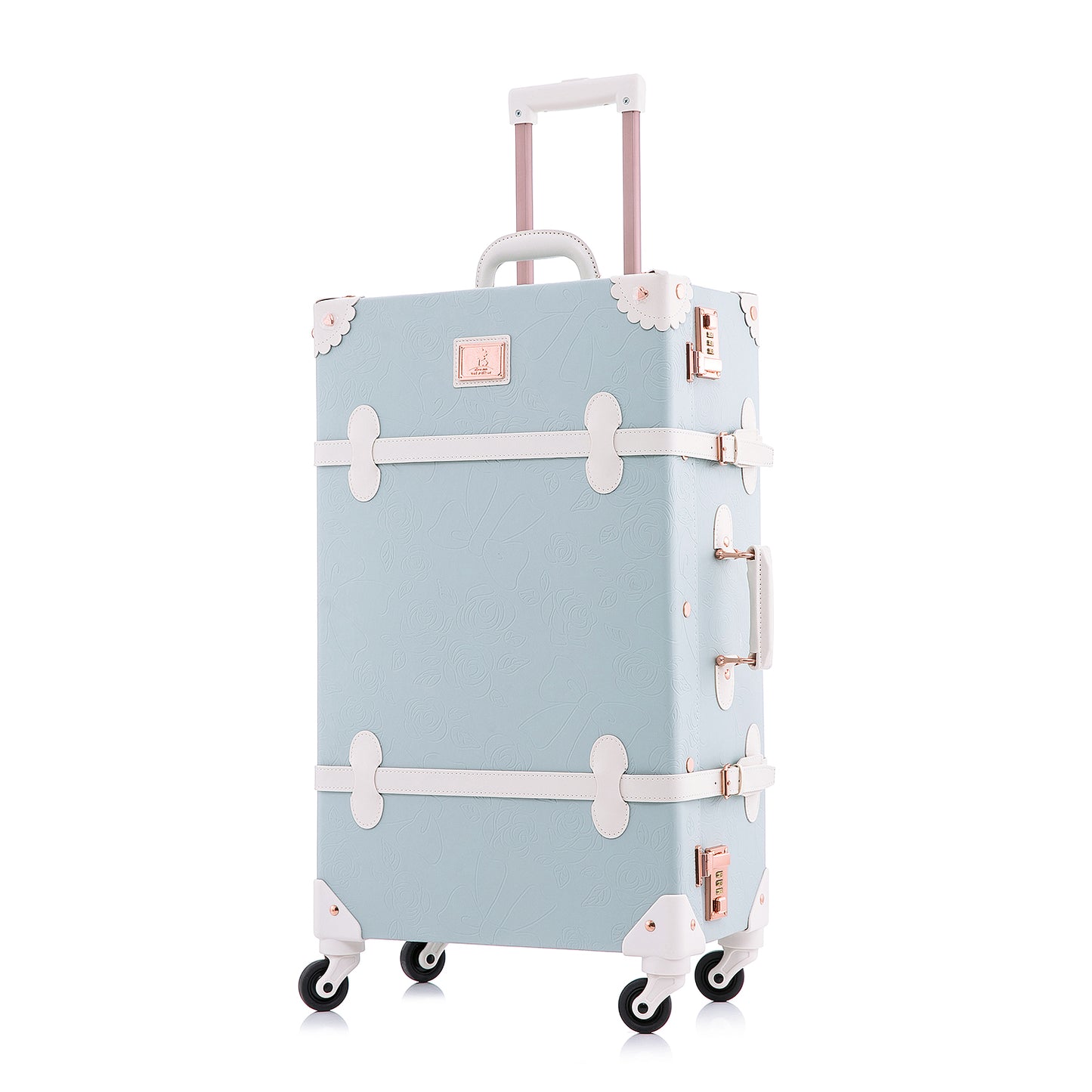 UNIWALKER Vintage Luggage Set, Combination Lock, Embossed Blue