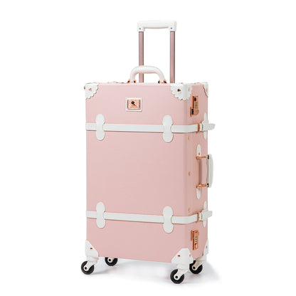 UNIWALKER Vintage Luggage Set, Combination Lock, Embossed Pink