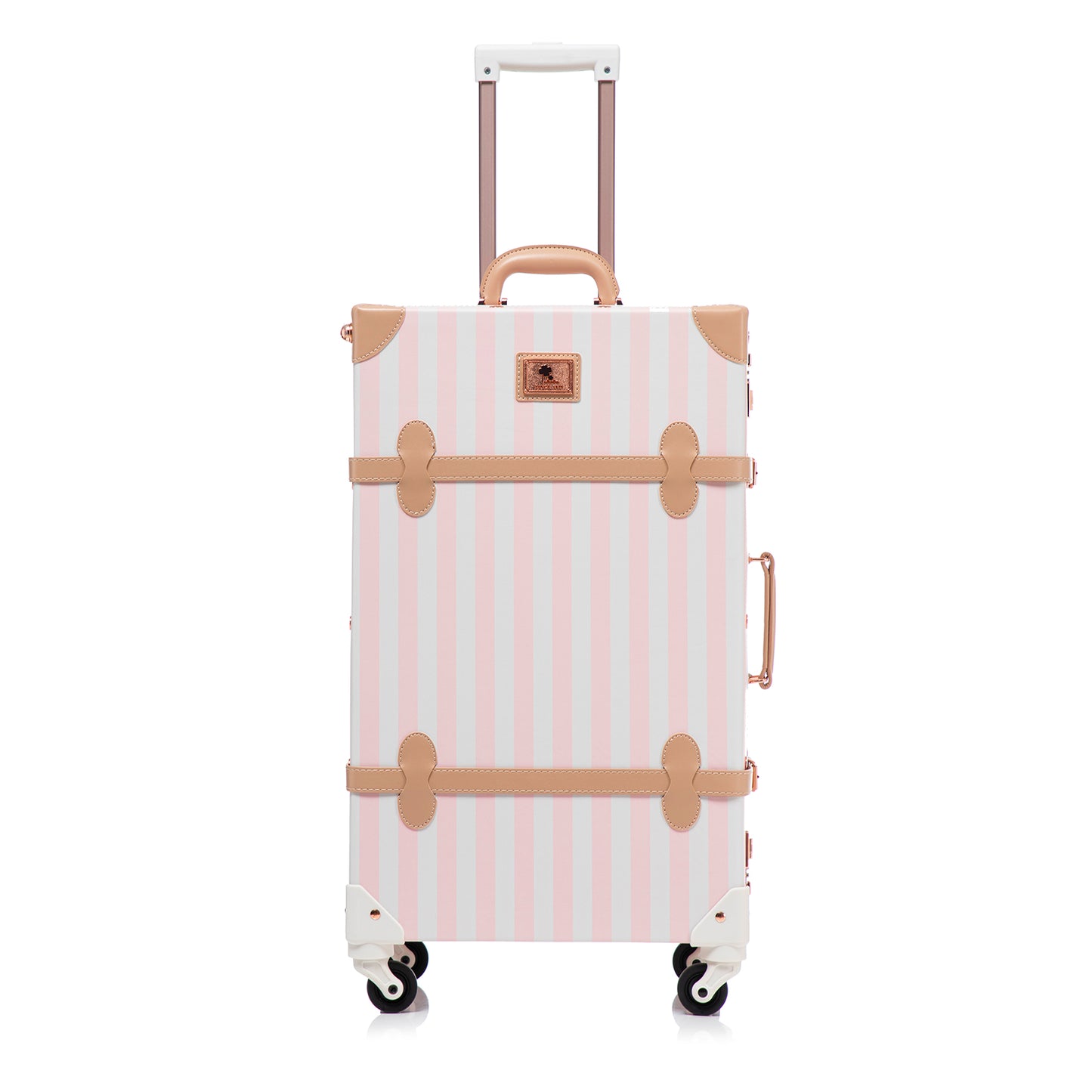 UNIWALKER 1PCS Vintage Suitcase for Women, Pink Strip