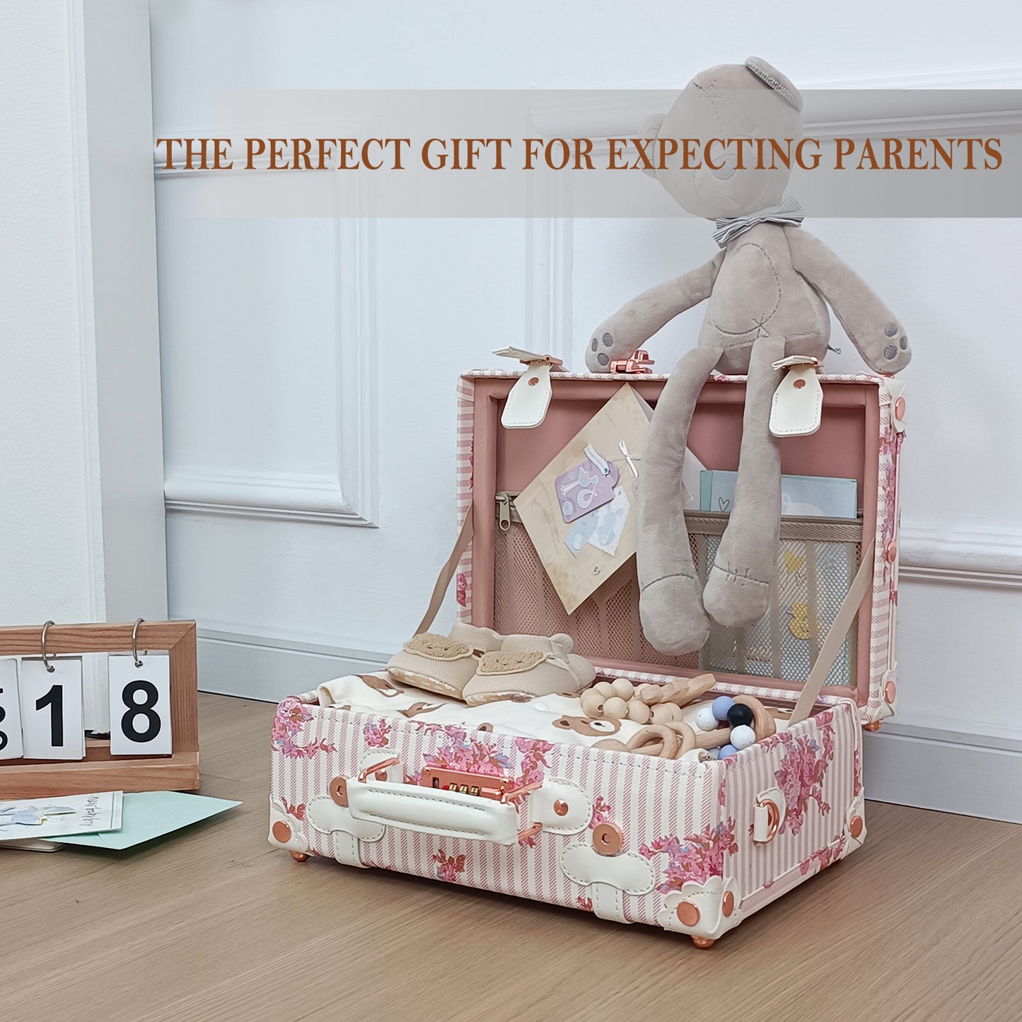 Baby Keepsake Case Handmade Memory Storage Box, Pink Floral, 13''