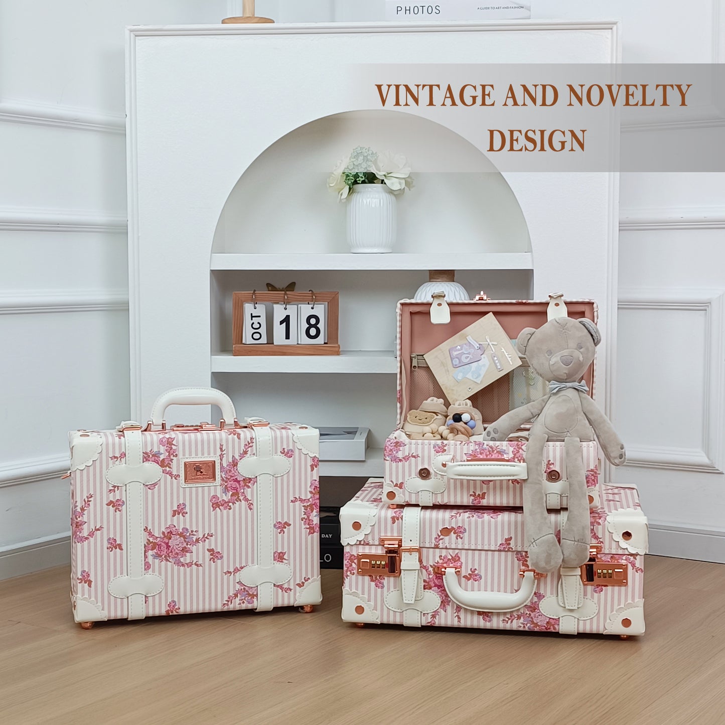 Baby Keepsake Case Handmade Memory Storage Box, Pink Floral, 13''