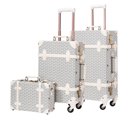 UNIWALKER Vintage Luggage Set, Geometry White